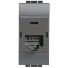 Розетка компьютерная LivingLight RJ45 UTP CAT.6 IDC110 антрацит Leg BTC L4262C6