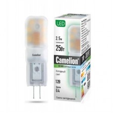 Лампа светодиодная LED2.5-JC-SL/845/G4 2.5Вт капсульная 4500К бел. G4 200лм 12В Camelion 12302