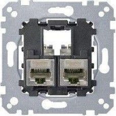 Механизм розетки комп. СП Merten Actassi RJ45 + RJ45 CAT.6A STP SchE MTN4576-0022