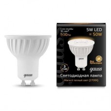 Лампа светодиодная LED 5вт 230в GU10 теплый Gauss