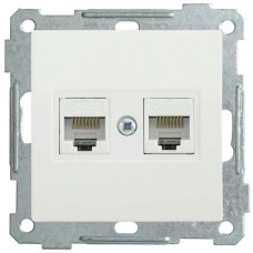 Механизм розетки комп. 2-м СП BOLERO РК10-2-Б RJ45 Cat5e бел. ИЭК EKB25-K01