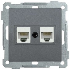 Механизм розетки комп. 2-м СП BOLERO РК10-2-Б RJ45 Cat5e антрацит ИЭК EKB25-K95