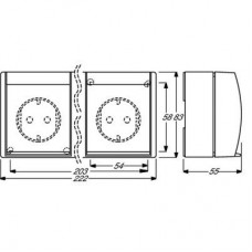 Розетка Schuko 3-м ОП Ocean 16А 250В с полем для надписи IP44 сер./сине-зел. ABB 2CKA002084A0704