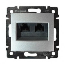 Механизм розетки информ. 2-м СП Valena RJ45 + RJ45 CAT.5Е UTP алюм. Leg 770231