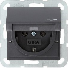 Розетка Gira System 55 Schuko с/з с крышкой 16A 250V безвинтовой зажим антрацит 045428