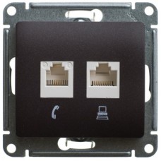 Механизм розетки комп. 2-м Glossa RJ45+RJ45 кат.5е шоколад SchE GSL000885KK